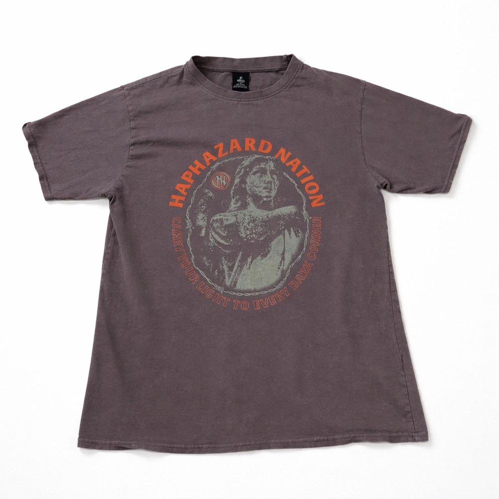 Washed Gray Graphic Tee | Haphazard Nation | Aesthetic Streetwear | Unisex | M